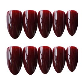 False Fingernails Wine Red Artificial False Nails Tips Long Full Cover Fake Nail Art Decoration Fake Nails - Default