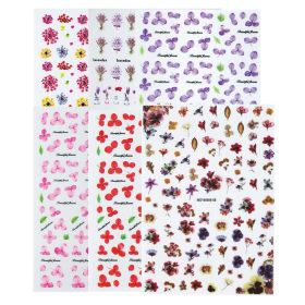 6 Sheets Self-Adhesive Multicolor Flowers Nail Stickers DIY Nail Art Decals Decorations Nail Decals - Default