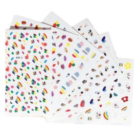 8 Sheets Random Patterned Colorful Summer Rainbow Nail Stickers Self-Adhesive DIY Nail Art Decals Nail Decals - Default