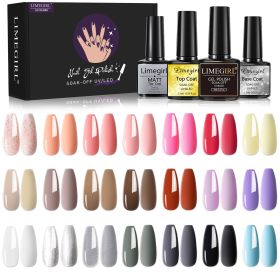 Limegirl Gel Nail Polish Kit Pink Glitter Pop Summer 40/24 Colors Semi-Permanent UV Led Gel Varnish Soak Nails - ZH247-1