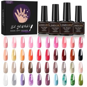 Limegirl Gel Nail Polish Kit Pink Glitter Pop Summer 40/24 Colors Semi-Permanent UV Led Gel Varnish Soak Nails - ZH241-2