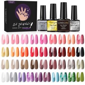 Limegirl Gel Nail Polish Kit Pink Glitter Pop Summer 40/24 Colors Semi-Permanent UV Led Gel Varnish Soak Nails - ZH246-2