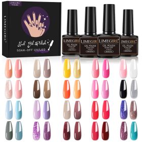 Limegirl Gel Nail Polish Kit Pink Glitter Pop Summer 40/24 Colors Semi-Permanent UV Led Gel Varnish Soak Nails - ZH241-1