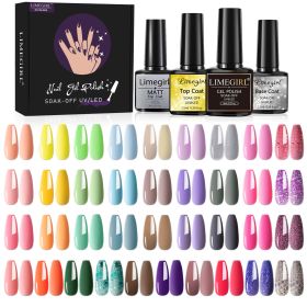 Limegirl Gel Nail Polish Kit Pink Glitter Pop Summer 40/24 Colors Semi-Permanent UV Led Gel Varnish Soak Nails - ZH246-3