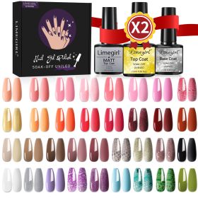 Limegirl Gel Nail Polish Kit Pink Glitter Pop Summer 40/24 Colors Semi-Permanent UV Led Gel Varnish Soak Nails - ZH249-2