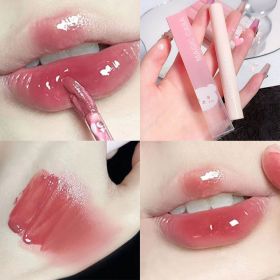 Crystal Glossy Lip Glaze Mirror Cute Bear Lip Gloss Waterproof Transparent Nude Liquid Lipstick Lip Girls Makeup Korean Makeup - C01