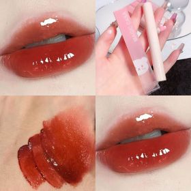 Crystal Glossy Lip Glaze Mirror Cute Bear Lip Gloss Waterproof Transparent Nude Liquid Lipstick Lip Girls Makeup Korean Makeup - C04