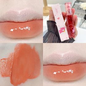 Crystal Glossy Lip Glaze Mirror Cute Bear Lip Gloss Waterproof Transparent Nude Liquid Lipstick Lip Girls Makeup Korean Makeup - A02