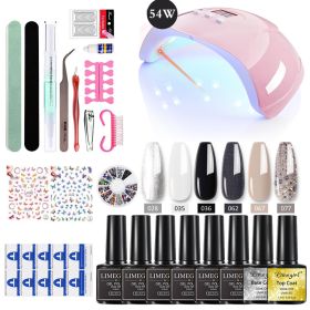 Nail Kit 8ml Gel Nail Polish with 6/54W UV LED Nail Lamp Semi-Permanent UV Varnish Soaked Gel Nail Polish Nail Starter Kit - ZH143-2