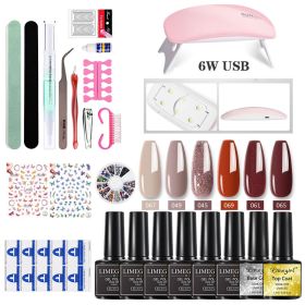 Nail Kit 8ml Gel Nail Polish with 6/54W UV LED Nail Lamp Semi-Permanent UV Varnish Soaked Gel Nail Polish Nail Starter Kit - ZH143-3