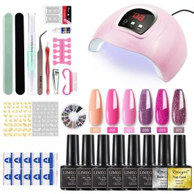 Nail Kit 8ml Gel Nail Polish with 6/54W UV LED Nail Lamp Semi-Permanent UV Varnish Soaked Gel Nail Polish Nail Starter Kit - ZH143-1