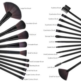 22 Piece Makeup Brush Set; Professional Black Foundation Eyeshadow Brush with Storage Bag for Girls - default