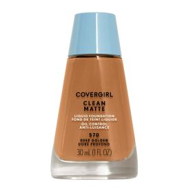 COVERGIRL Clean Matte Liquid Foundation, 570 Deep Golden, 1 fl oz, Liquid Foundation, Matte Foundation, Lightweight Foundation, Moisturizing Foundatio