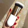 New Fashion Chubby Pier Foundation Brush Flat Cream Makeup Brushes Professional Cosmetic Brush highlight brush loose powder brus - Pink gold