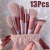 13 PCS Makeup Brushes Set Eye Shadow Foundation Women Cosmetic Brush Eyeshadow Blush Powder Blending Beauty Soft Make Up Tools - 13Pcs-velvet bag